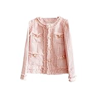 Pink Tweed Jacket - Classic Temperament Women's Spring/Autumn/Winter Coat