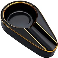 Cigar Ashtray, Luxury Gilt Ceramic Portable Travel Ash Tray With Round Ash Slot, Indoor And Outdoor Smoking Accessories For Men, Single Cigarette Holder Ashtrays For Home, Office, Patio