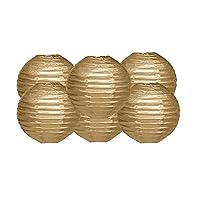 Pack Of 6 Round Paper Lanterns Lamp Wedding Birthday Party Decoration (Gold, 14