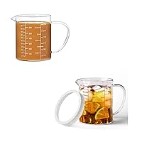 77L Glass Measuring Cup, Clear Liquid Measuring Cup with V-Shaped Spout and Three Scales, High Borosilicate Glass Beaker with Handle for Kitchen or Restaurant, 700 ML (0.7 Liter, 2 3/4 Cup)