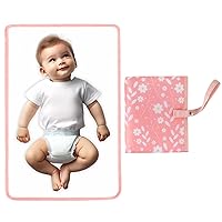 Portable Changing Pad - Waterproof Compact Diaper Changing Mat - Foldable Lightweight Travel Changing Station, Newborn Shower Gifts(Pink)