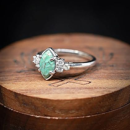 Elegant Rings Turquoise Ring for Women 3-in-1 Simulated Diamond CZ Ring Engagement Rings Bohemian Ring Jewelry