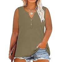 RITERA Plus Size Tanks Tops for Women Summer V Neck Solid Color Sleeveless Tanks Shirts Basic Causal Trendy Tanks Tops