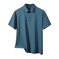 Mens Collared Shirt Short Sleeve Cooling Ice Silk Golf Shirts Summer Casual Beach Blouses Regular Fit Tropical Loose Tops