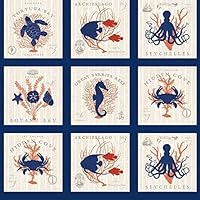 Hidden Cove Fabric Nautical Block Panel - 28 Quilt Blocks (Great for Quilting, Sewing, Craft Projects, Quilt, Pillow & More) 23