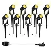 Outdoor Landscape Lighting, 8 Pack LED Spot Lights Kit for Garden, Yard, House, Lawn, Tree, Flags, Fence Use, Warm White, IP65 Waterproof