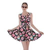 CowCow Womens Casual Swing Dresses Lollipop Candy Macaroon Cupcake Donut A-Line Skater Dress, XS-5XL
