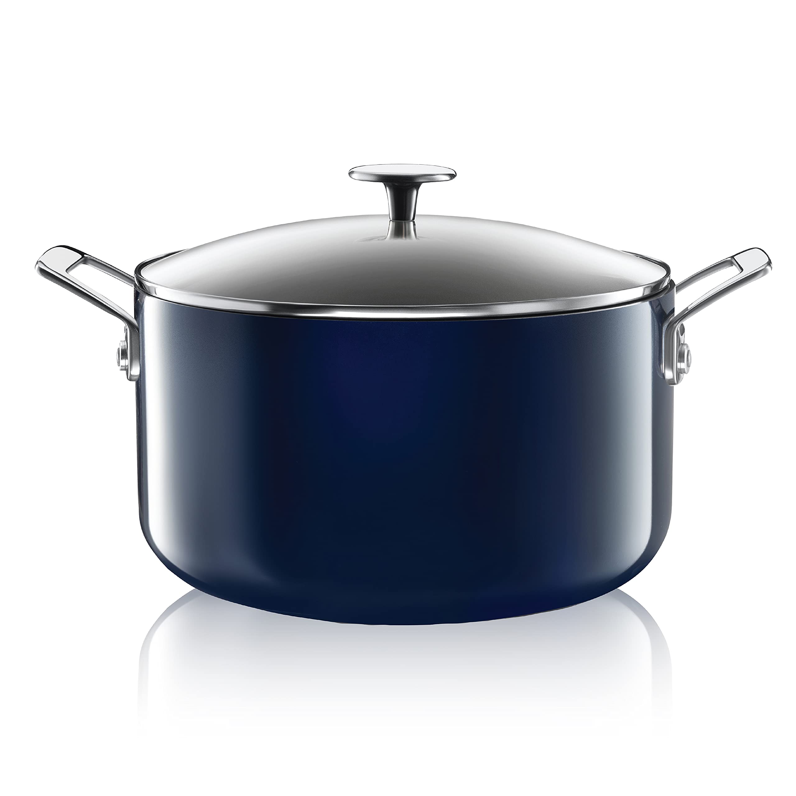 Granitestone Diamond 5 Qt Nonstick Stock Pot Soup Pot Pasta Pot Stew Pot with Tempered Glass Lid-Oven & Dishwasher Safe-100% PFOA FREE - Dark Blue