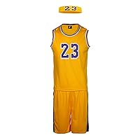 #23 Boys Basketball Jersey Outfit Athletic Tank Top Uniform T-shirts Shorts Headband Set Gift for Fans Teens Youths