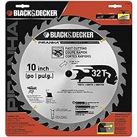 BLACK+DECKER Black & Decker 77-740 Piranha 10-Inch 32 Tooth Thin Kerf Saw Blade with 5/8-Inch Arbor, Silver/ Black