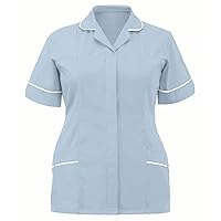 Working Uniform T-Shirts Cartoon Pattern Mock Neck Short Sleeve T-Shirts Plus Size Plaid Shirts for Women