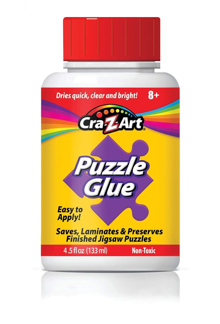 Jigsaw Puzzle Glue with Applicator - Saves, Laminates and Preserves Finished Jigsaw Puzzles - Easy to Apply, Dries Quick, Clear & Bright