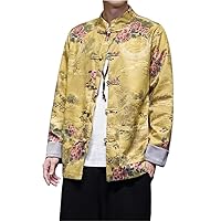Autumn and Winter Men' Jacket Button Coat Stand Up Collar Top Large Traditional Clothing