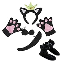 Petitebella Crown Black Cat Headband Glove Shoes 5pc Children Costume 1-5y (One Size, Black)
