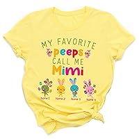 Personalized My Favorite Peeps Call Me Grandma Easter T-Shirt, Custom Bunny Nana Mom Shirt, Grandma with Grandkids Name Multicolor