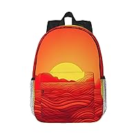 Red Sunrise Print Backpack for Women Men Lightweight Laptop Bag Casual Daypack Laptop Backpacks 15 Inch