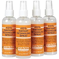 Ginger Lily Farms Salon Formula Kid’s Instant Detangling Spray, Tear-Free Formula, Hair Detangler Spray for Kids, 100% Vegan & Cruelty-Free, 3.3 oz (Pack of 4)