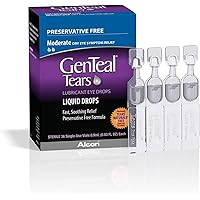 ALCON GenTeal Tears Lubricant Eye Drops, Moderate Liquid Drops, 36 Sterile, Single-Use Vials,2 Count
