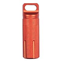 CHICTRY EDC Accessory Case Airtight Waterproof Aluminum Alloy Outdoor Survival Pill Capsule Match Battery Seal Bottle Holder Container for Camping Hiking Orange A One Size