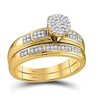 10kt Yellow Gold Womens Round Diamond Bridal Wedding Engagement Ring Band Set 1/5 Cttw