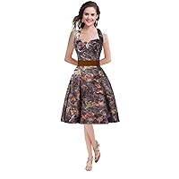 Woman's Halter Neck Cocktail Evening Prom Dresses Camo Bridesmaid Gowns Short