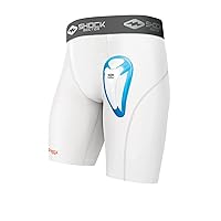 Compression Shorts with Protective Bio-Flex Cup, Moisture Wicking Vented Protection, Youth Size