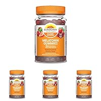 Sundown Melatonin 5mg Gummies for Sleep Support, Non-GMO, Dairy-Free, Gluten-Free, Natural Strawberry Flavor, 60 Count (Pack of 4)