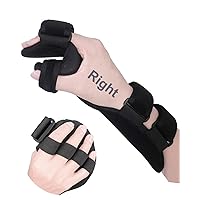 Soft Stroke Resting Hand Splint Carpal Tunnel Wrist Brace Night Immobilizer, Finger Stabilizer Wrap - for Muscle Atrophy Rehabilitation, Arthritis, Tendonitis, Carpal Tunnel Pain (Right/M)