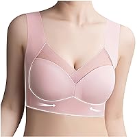 Plus Size Wireless Bras for Women,Lace Patchwork Full-Coverage Wirefree Bra, Womens Breathable Comfort Daily Bralette