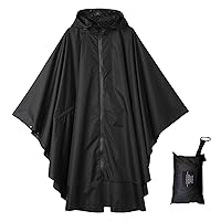 HLKZONE Waterproof Outerwear Rain Poncho Jacket Lightweight Raincoat Hooded with Pockets for Concerts, Parks, Camping