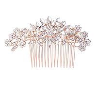 Rose Gold Wedding Hair Comb Pearl Crystal Bridal Hair Accessories For Bride and Bridesmaid