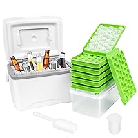 Hard Cooler 8qt and Ice Cube Tray with Lid and Bin,Making 198 pcs ICES,Ice Retention Hard Cooler with Heavy Duty Handle,Portable Cooler for Car&Camping Cooler with 6 Round Ice Cube Trays