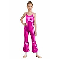 TiaoBug Kid's Metallic Sleeveless/Long Sleeve Full Bodysuit Unitard Gymnastics Leotard Spandex Bodysuit Dancewear