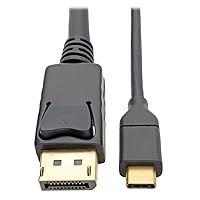 Tripp Lite USB C to DisplayPort 4K Adapter Cable Thunderbolt 3 Compatible, M/M, USB Type C to DP, USB-C, USB Type-C 6' 6ft (U444-006-DP), black