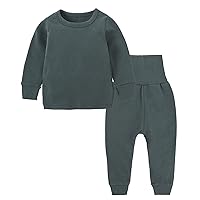 Toddler Boy Shirt and Tie Set Toddler Kids Baby Boy Girl Clothes Unisex Solid Sweatsuit Long Sleeve (Green, 9-12 Months)