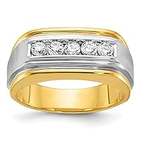 10k Two tone Gold Polished and Satin Diamond Mens Ring Size 10.00 Jewelry Gifts for Men