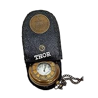 THOR INSTRUMENTS Vintage Design Antique Pocket Chain Watch with Leather Case Gift Item Rustic Vintage Home Decor Gifts