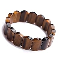 Genuine Natural Yellow Tiger Eye Gemstone For Women Men Stretch Crystal Rectangle Bead Bracelet AAAA 18x13mm