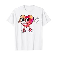 Dabbing Tie Dye Pink Heart Valentines Love Dab Dance Girls T-Shirt