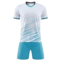 Kids Boys Girls Soccer Uniform Athletic Jersey with Shorts Set Basketball Football Sports Outfits