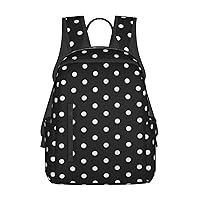 Black And White Polka Dot Print Simple And Lightweight Leisure Backpack, Men'S And Women'S Fashionable Travel Backpack