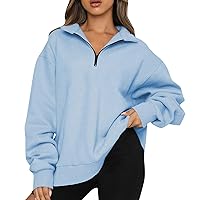 Deals Under 10 Dollars Womens Fall Fashion 2023 Oversized Sweatshirts Quarter Zip Long Sleeves Pullover Tops Teen Girls Aesthetic Y2K Clothes