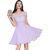 Women's Off The Shoulder Homecoming Dresses Chiffon Lace A Line Prom Dresses Evening Ball Gowns for Juniors