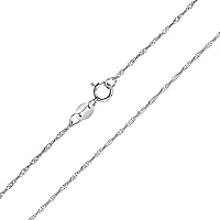 10K White Gold 1mm Singapore Rope Chain with Spring Ring Clasp