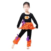 Boutique Clothing Set Girls Halloween Pumpkin Playwear Ruffle Pant Set 2pc