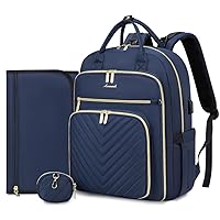 LOVEVOOK Diaper Bag Backpack, Quilted Baby Bag with Changing Pad & Pacifier Holder, Waterproof Travel Diaper Bags with USB Charging Port, Functional Durable Large Capacity, Navy Blue