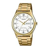 Casio MTP-V006G-7B Men's Gold Tone Stainless Steel Easy Reader White Dial Day Date Analog Dress Watch