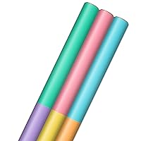 Hallmark Bright Pastel Easter Wrapping Paper with Cutlines on Reverse (3 Rolls: 75 sq. ft. ttl) for Birthdays, Baby Showers, Any Occasion