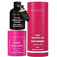 Premium Bubble Bath, Rose Bubble Bath Bomb & Rose Milk Bath Soak Pack of 3