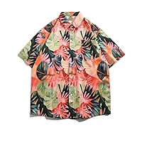 Flower Short Sleeved Shirt Korean Fashionable Men' and ' - Beach Loose Travel Vacation